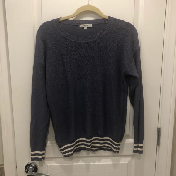 Lightweight Madewell sweater with striped sleeves - Picture 1 of 4